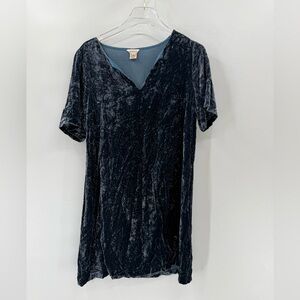 Sundance Olivia Velvet Midnight Blue Shift Loose Velour Dress Size medium‎